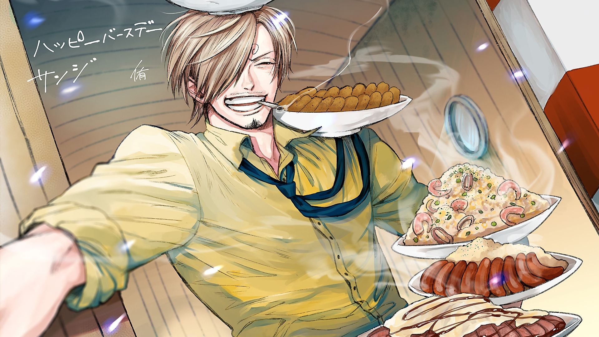 Desktop Wallpaper Smoking Cooking Sanji One Piece Anime Boy