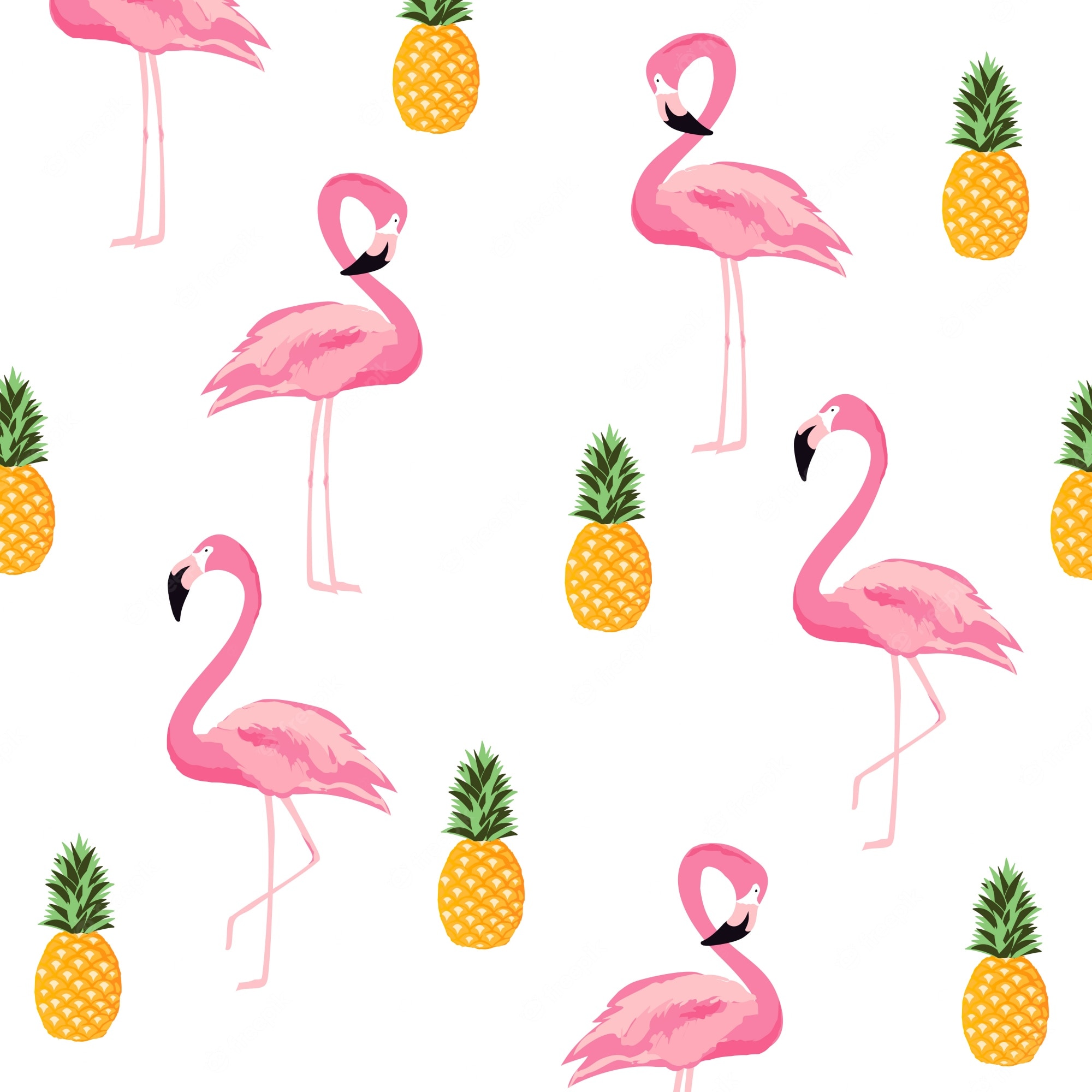 Premium Vector Pineapple And Flamingo Isolated Seamless Pattern