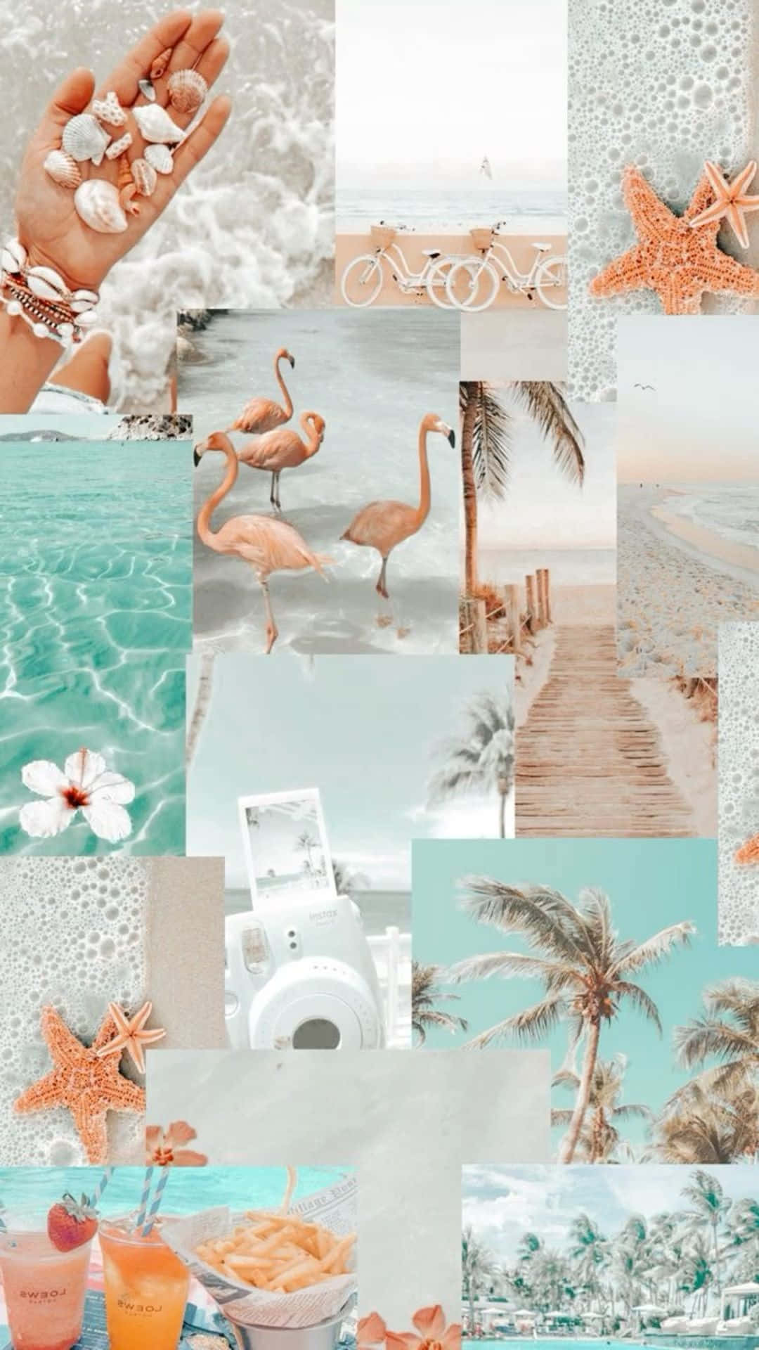 Preppy Summer Collage Aesthetic Wallpaper