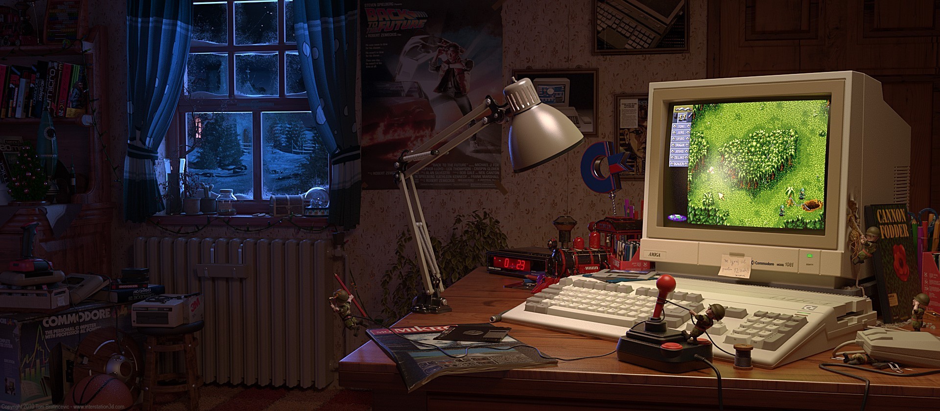 Amiga Retro Games Window Puter Joystick Lamps Bedrooms Back To