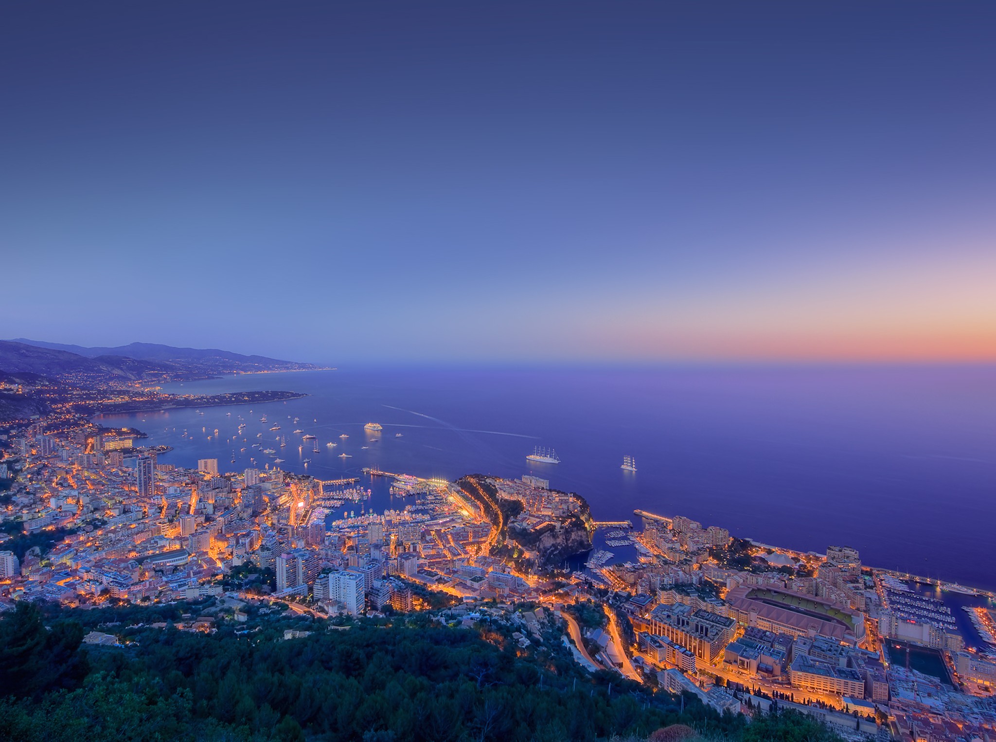 Monaco Sunset Aerial View Wallpaper Free HD Downloads