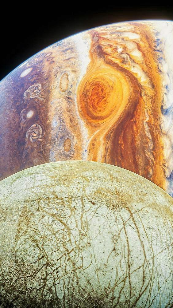 Jupiter And It S Moon Europa Space Artwork Pla