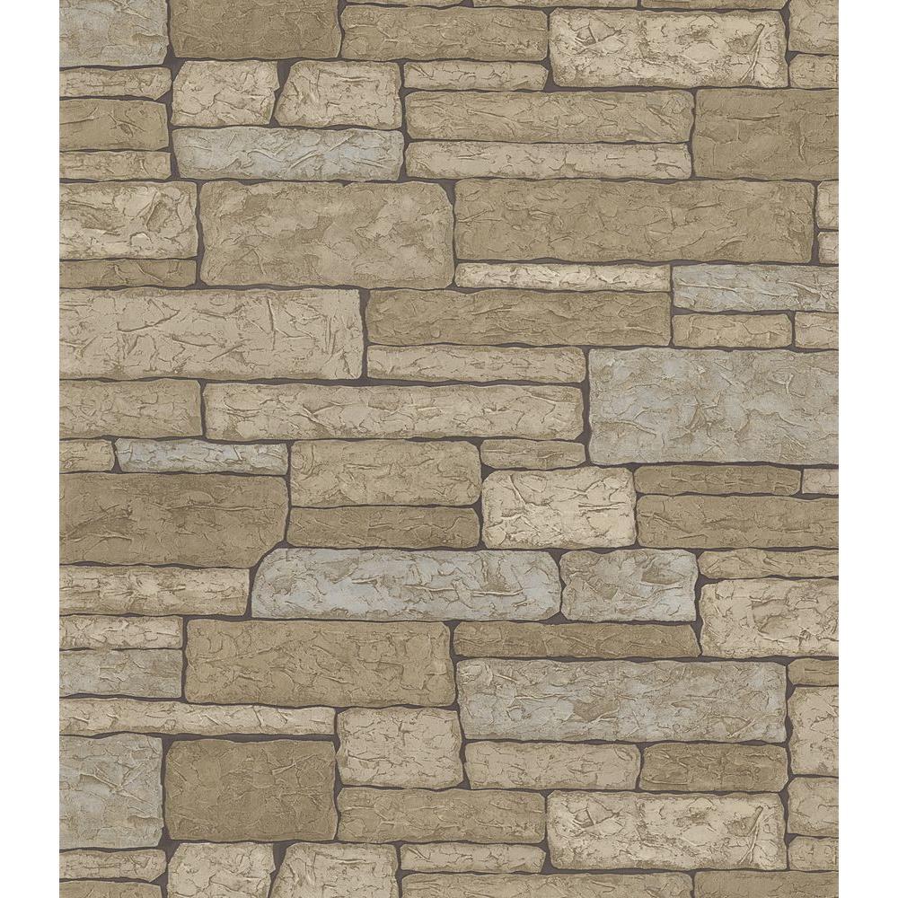 Beige And Grey Stacked Stone Wallpaper