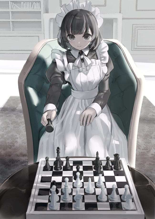 HD wallpaper: chess, eagle, anime girls, table, building, swd3e2, silver  hair | Wallpaper Flare