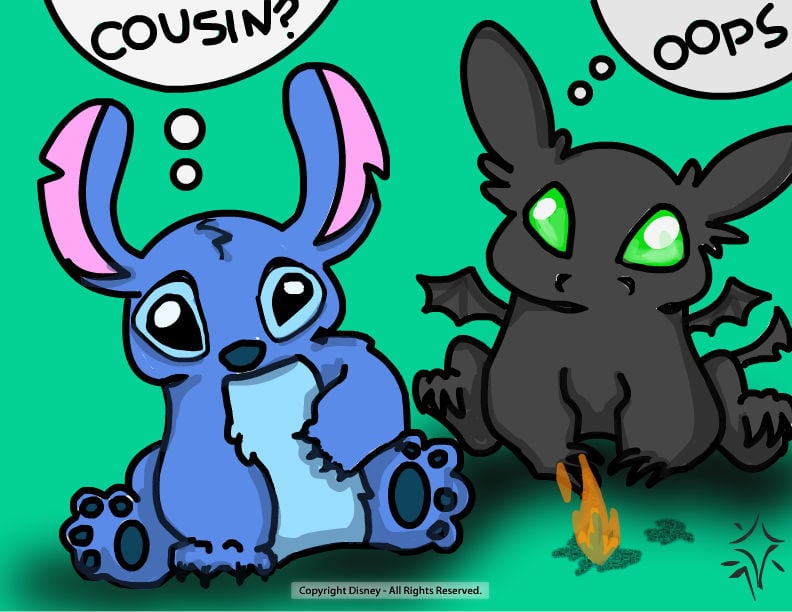 Toothless and Stitch by little space ace on