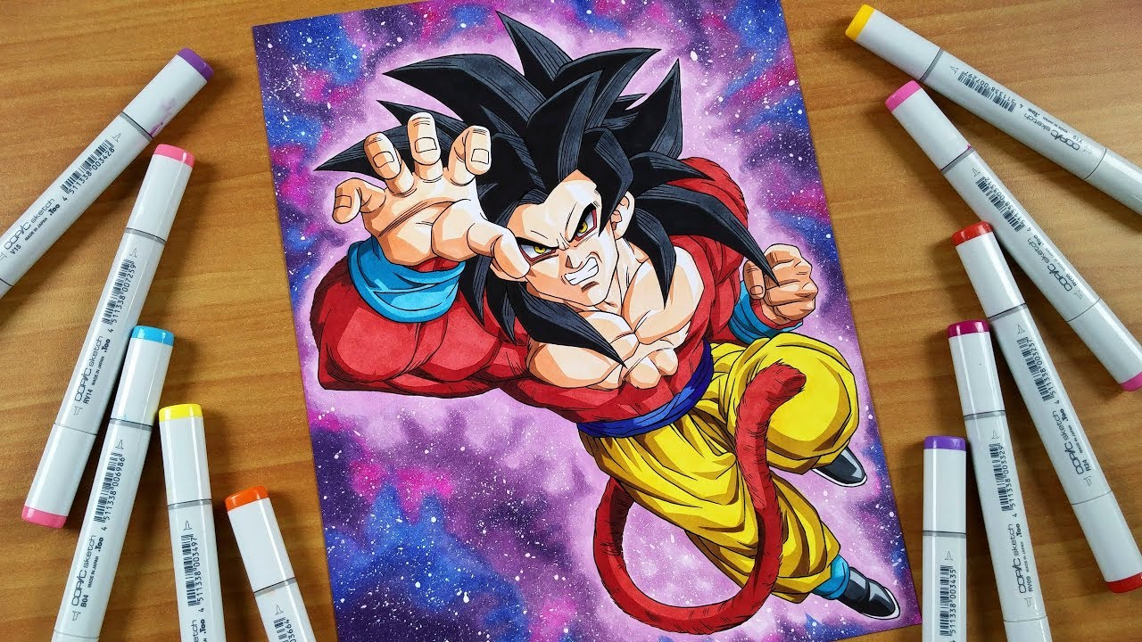 Drawing Goku Ssj4 With Galaxy Background I Spent A Week On This