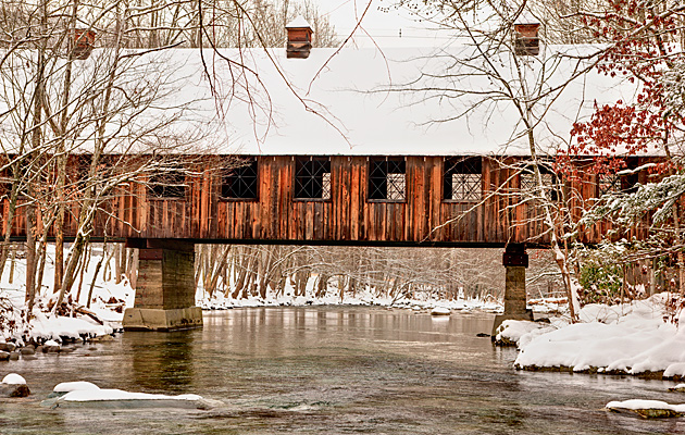 Smoky Mountain Covered Bridge In Winter Emerts Cove Is One Of