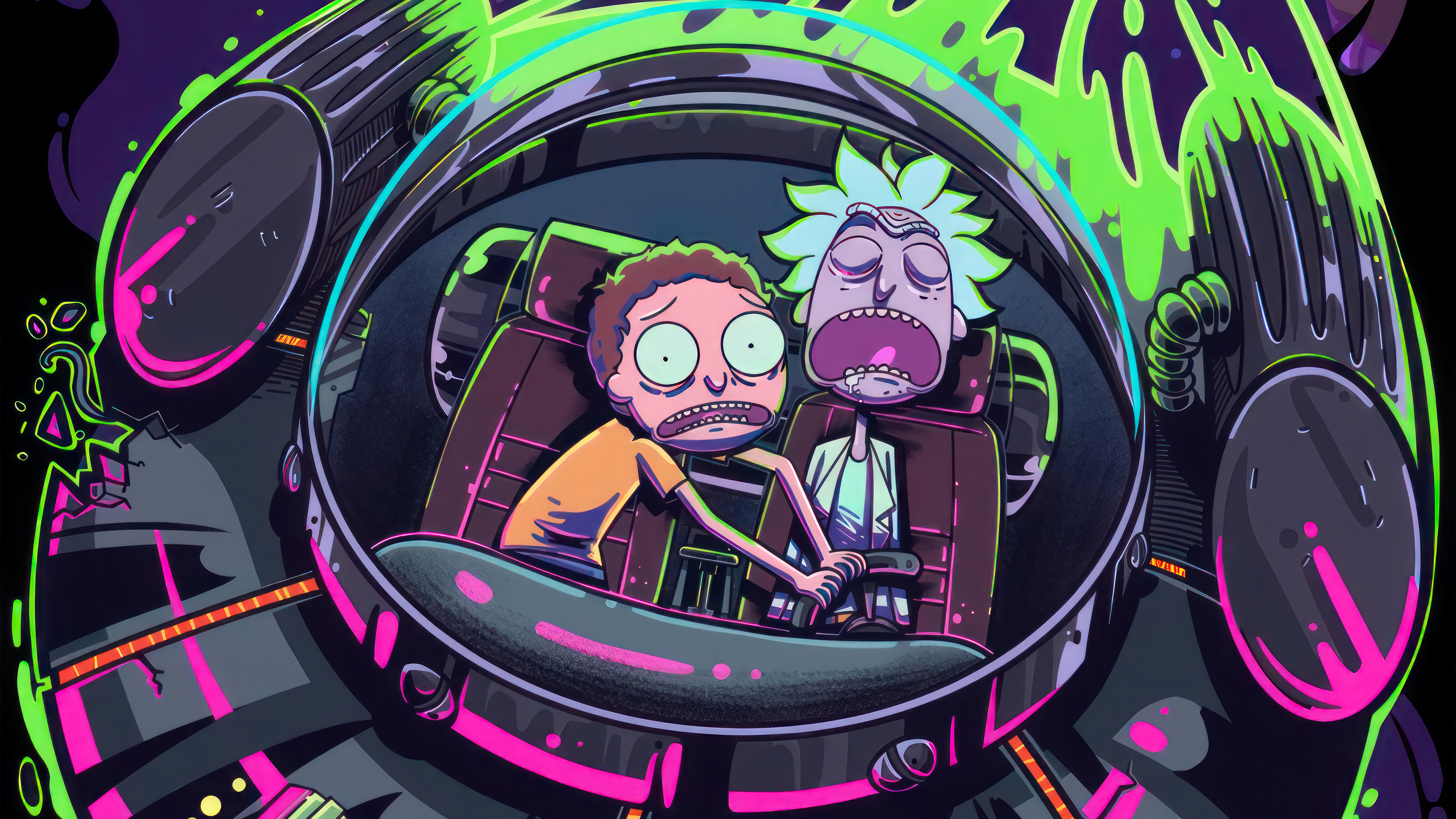 Rick And Morty Spaceship 4k Wallpaper
