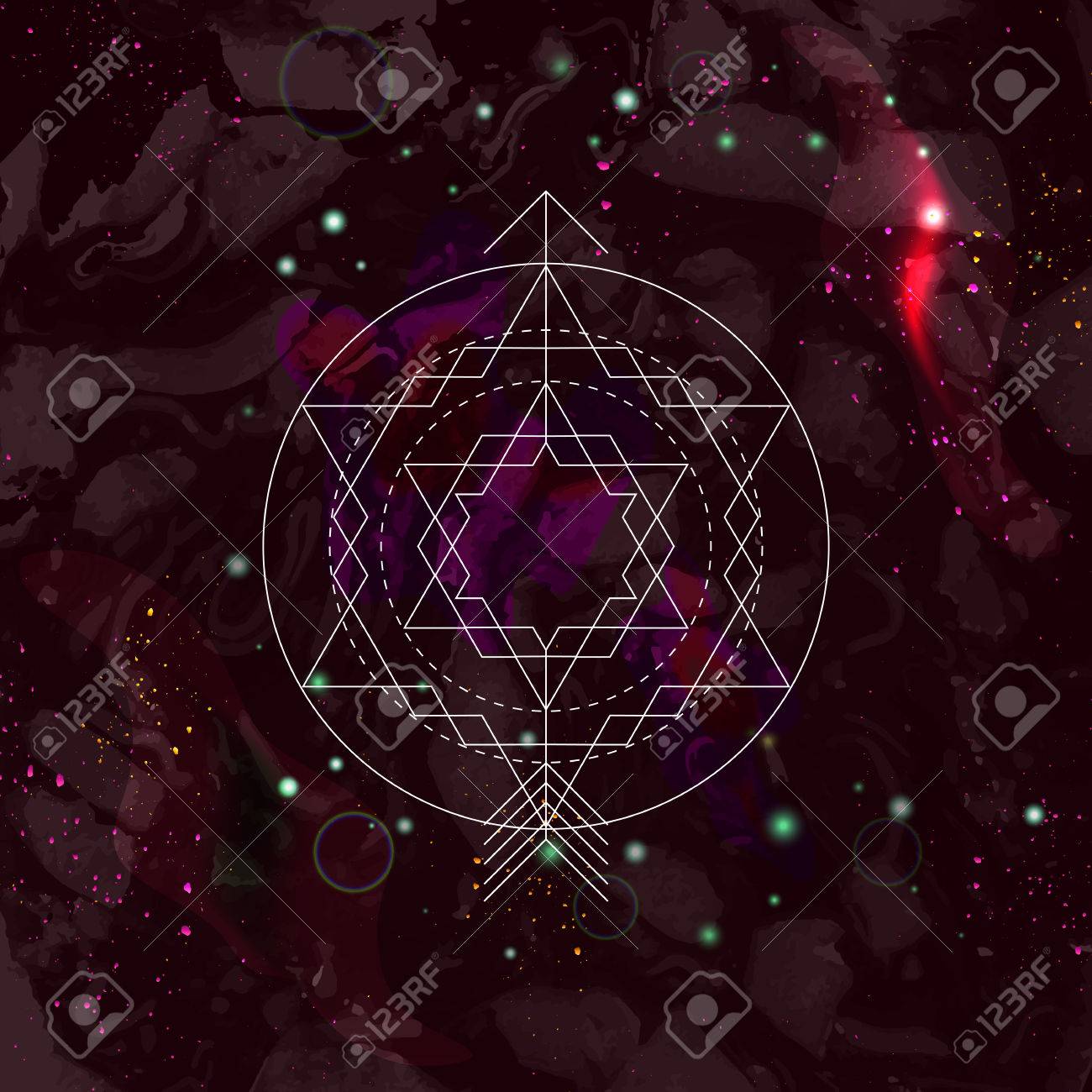 Mystical Geometry Symbol On Space Background Linear Alchemy