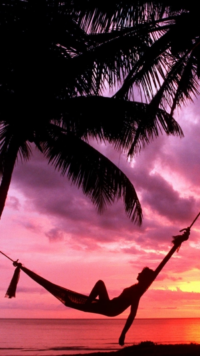Sunset Beach Hammock Chillout iPhone Wallpaper