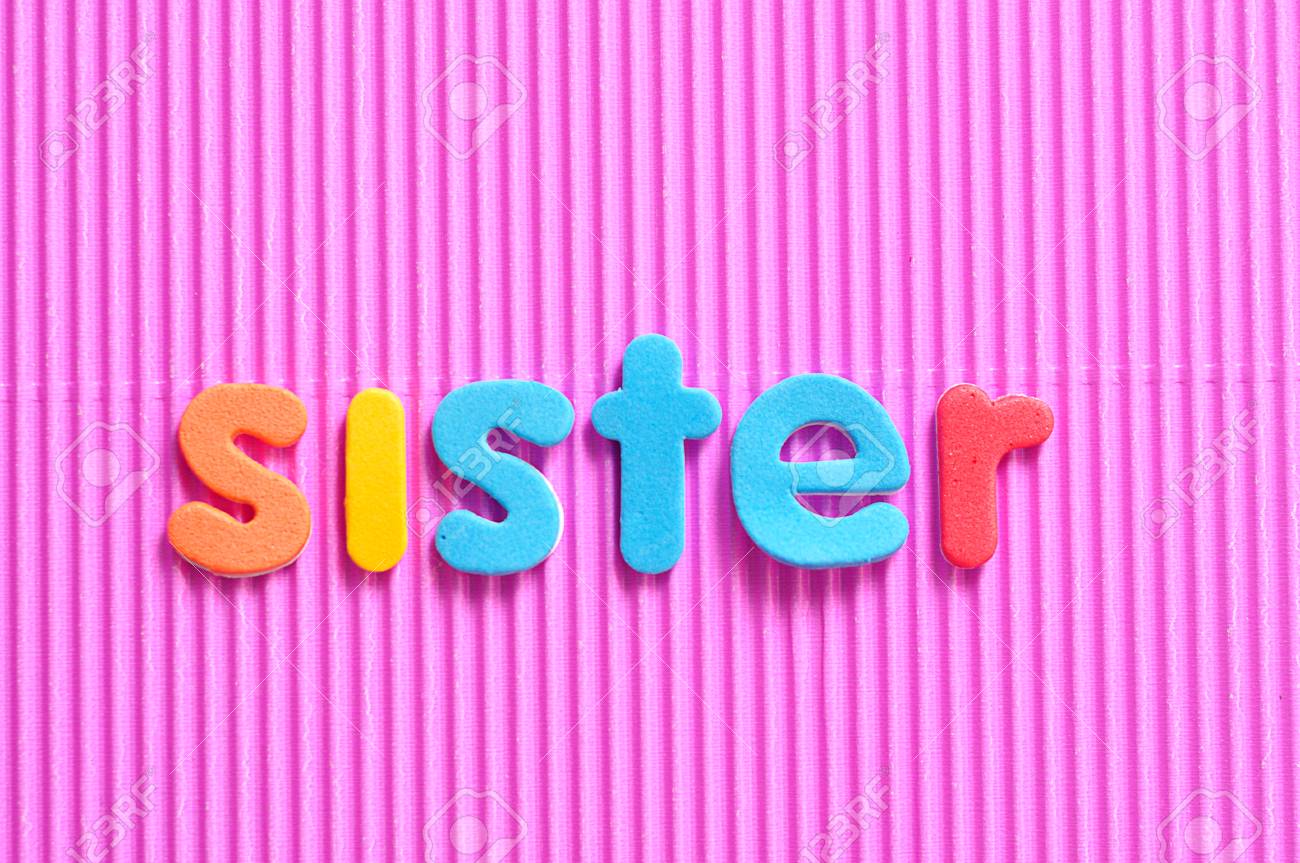 The Word Sister On A Pink Background Stock Photo Picture And