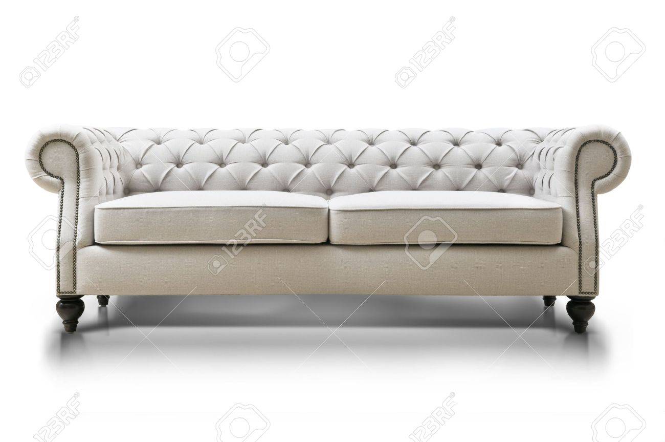 White Luxurious Sofa Isolated On Background Front