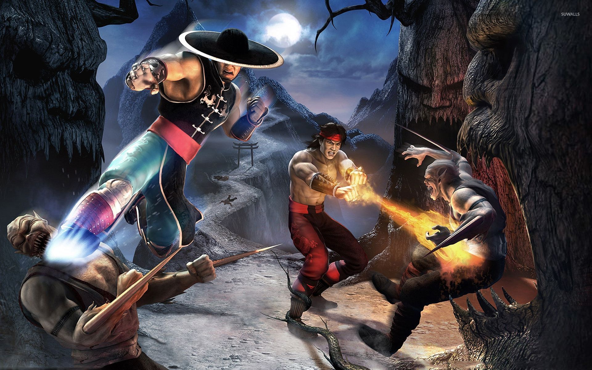 Kung Lao And Liu Kang In Mortal Kombat Shaolin Monks Wallpaper Game