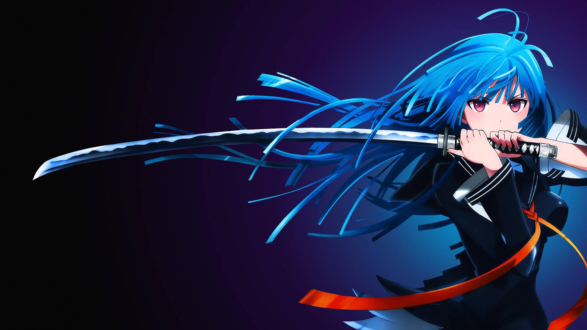 Download Anime Gaming Blue Blade Girl Wallpaper