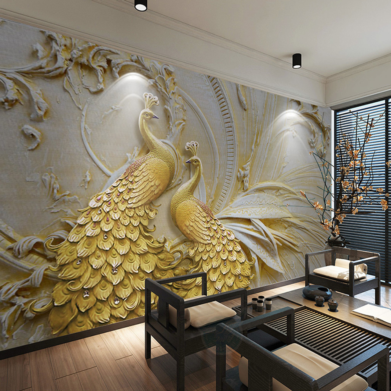 Custom Mural Wallpaper For Walls 3d Stereoscopic Embossed Golden