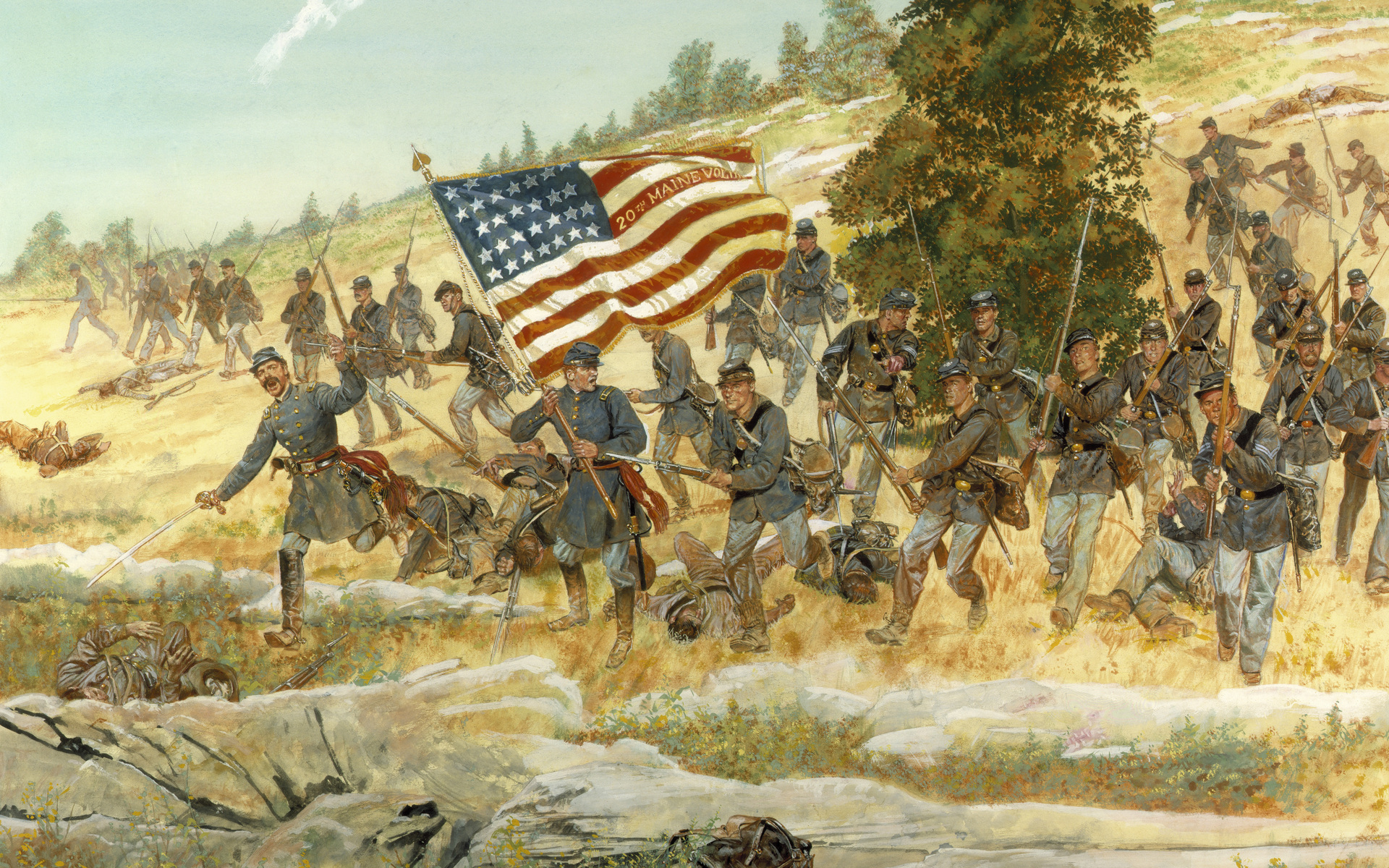 American Civil War Wallpaper Twentieth Maine Americans Flee