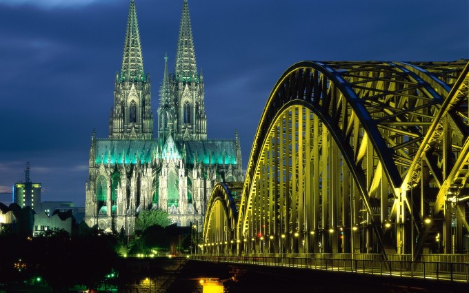 Cologne Cathedral And Hohenzollern Bridge Germany Wallpaper Background