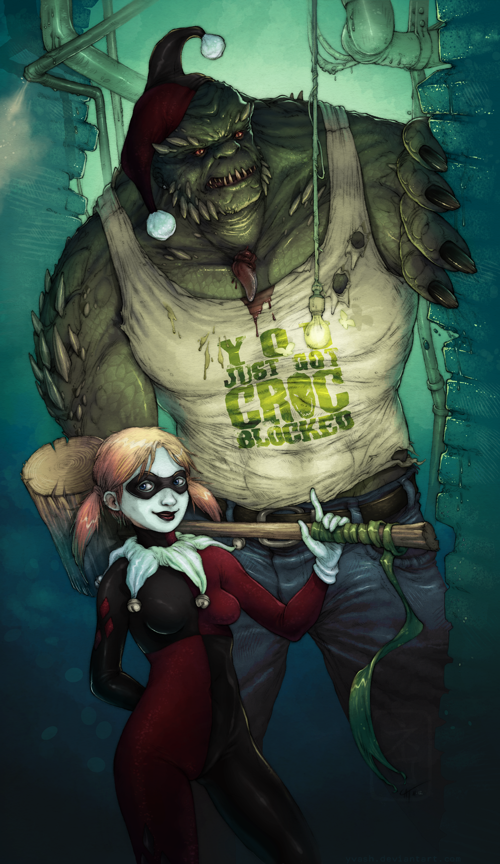 Harley Quinn And Killer Croc By Yvash