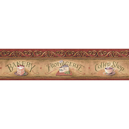 Blue Mountain Bakery Scroll Wallpaper Border Brown And Red Walmart