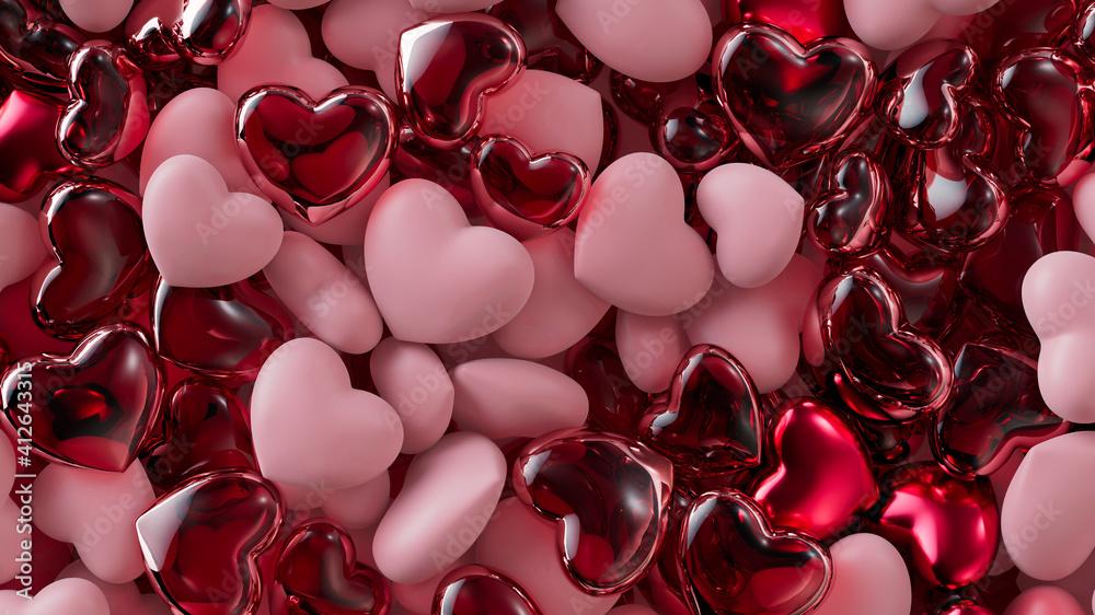 Multicolored Heart Background Valentine Wallpaper With Pink Red