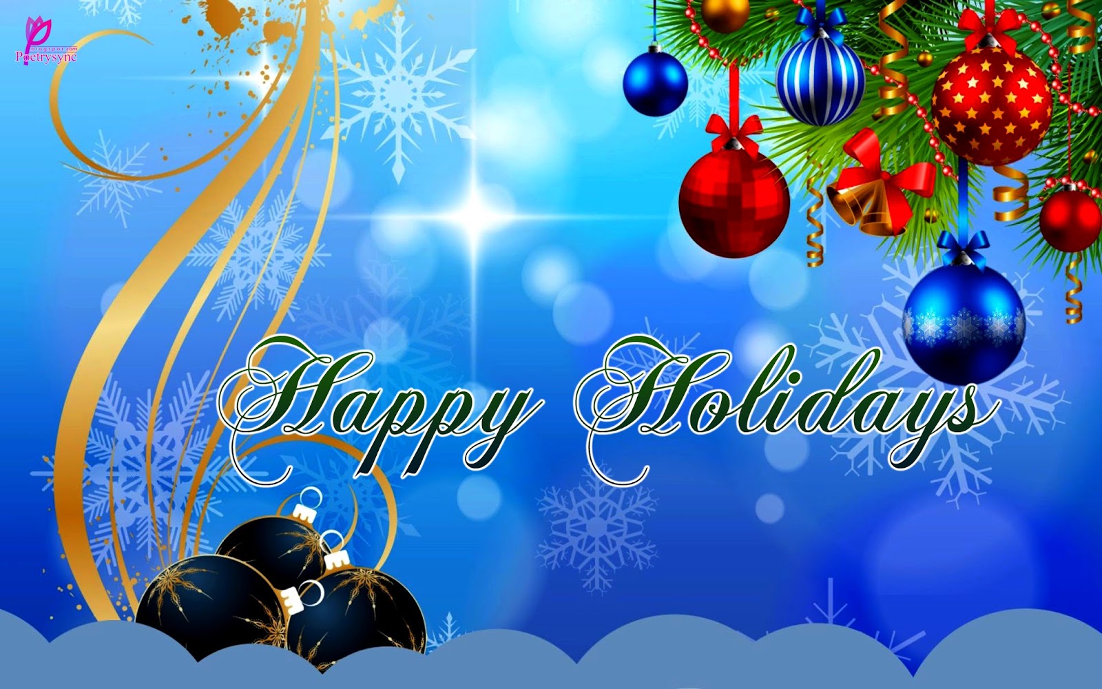 Happy Holidays Blue Greetings And Wishes Card Wallpaper New Year
