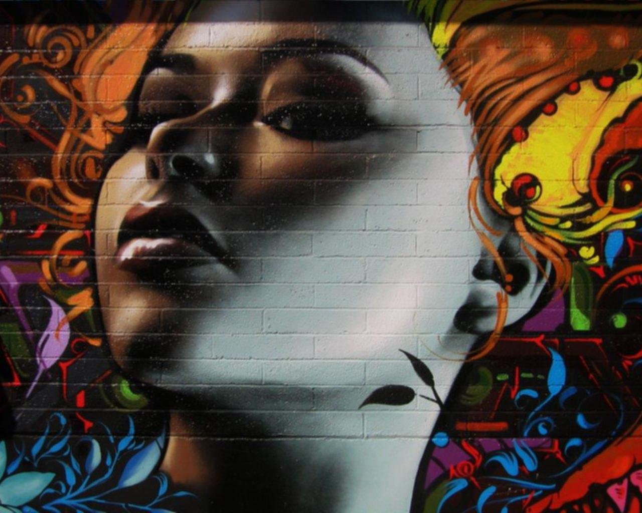 Graffiti girl hair urban art wallpaper 1280x1024