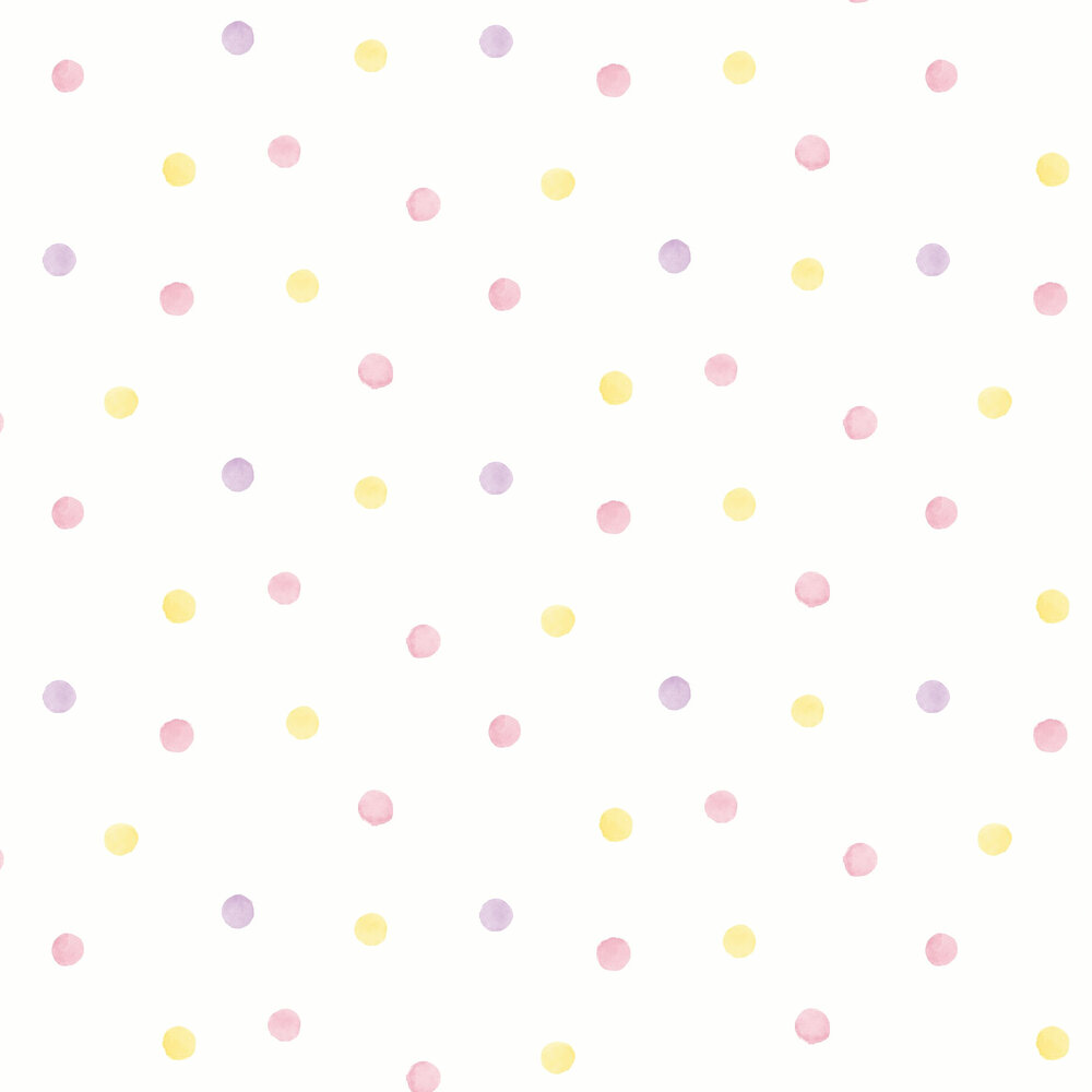 Watercolour Polka Dots By Albany Pink Yellow Wallpaper