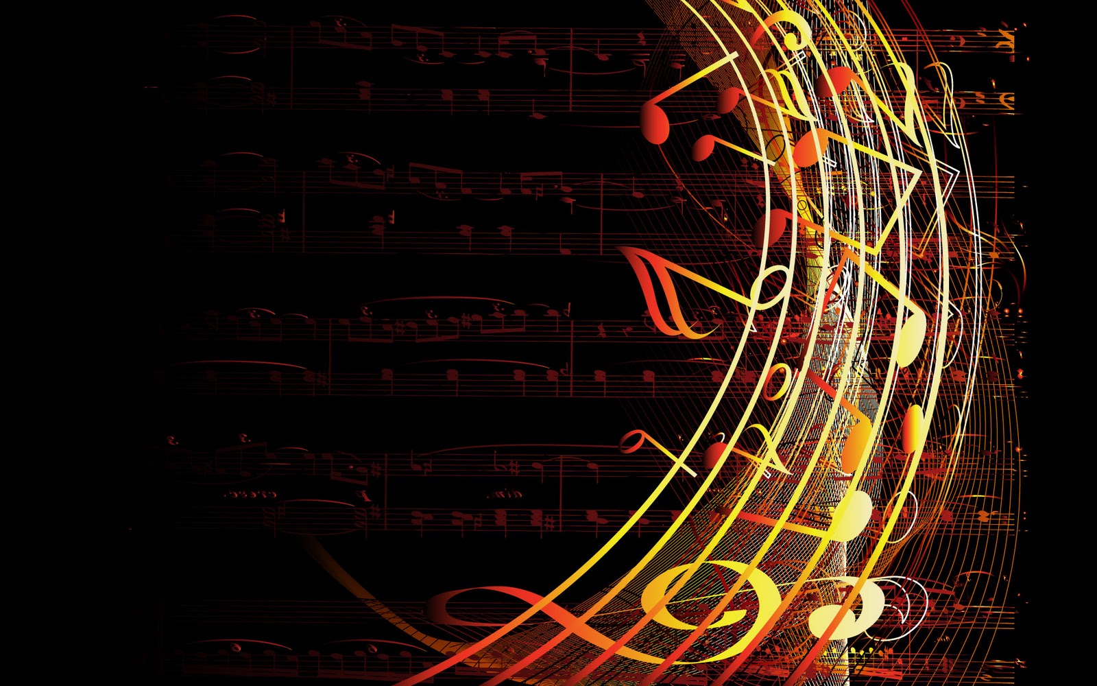 Colorful Musical Notes Abstract Wallpaper Graphic