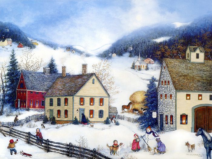 Index Americana Art Painting Winter Fun Wallpaper