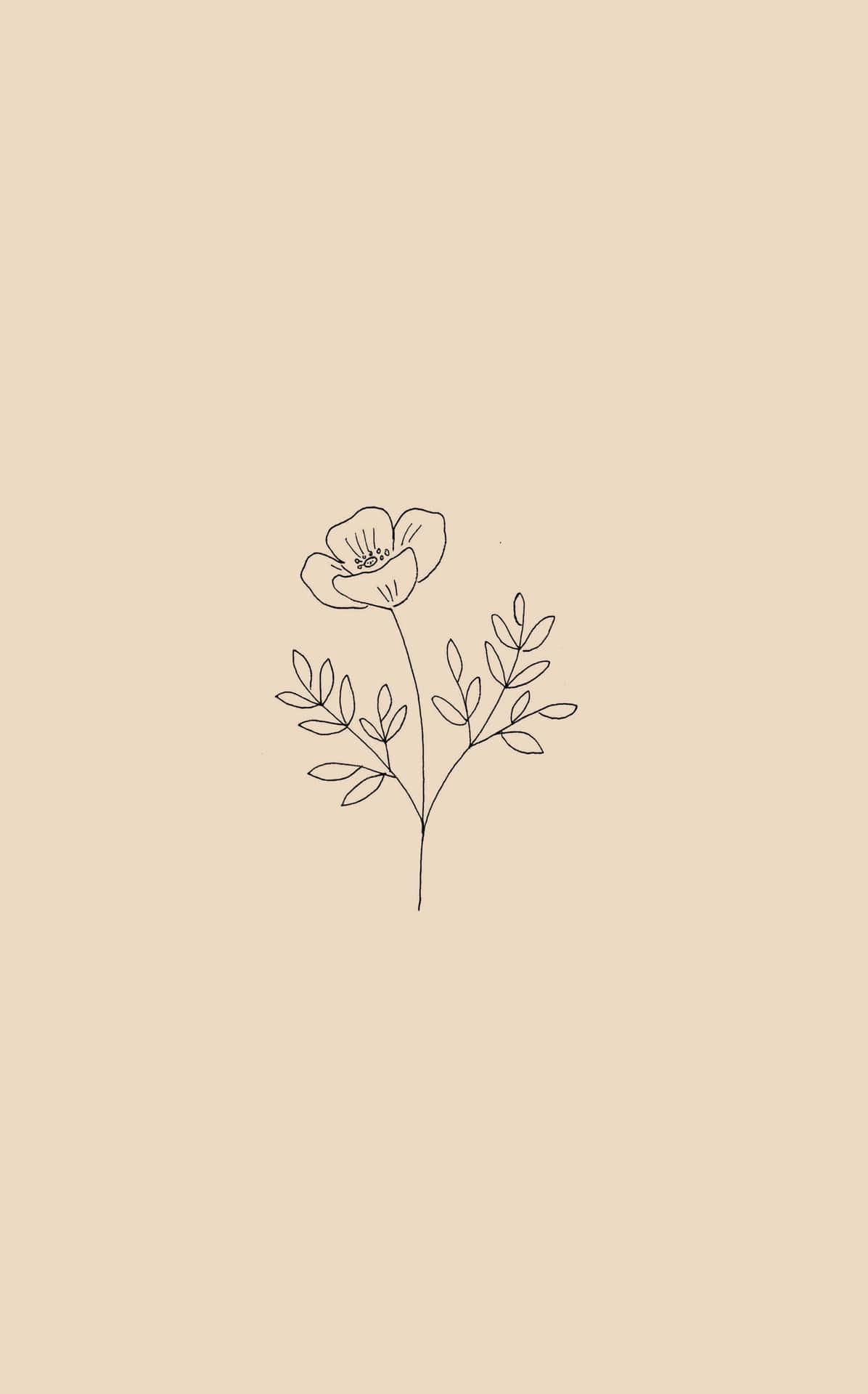 A Simple Flower Design On Beige Background Wallpaper