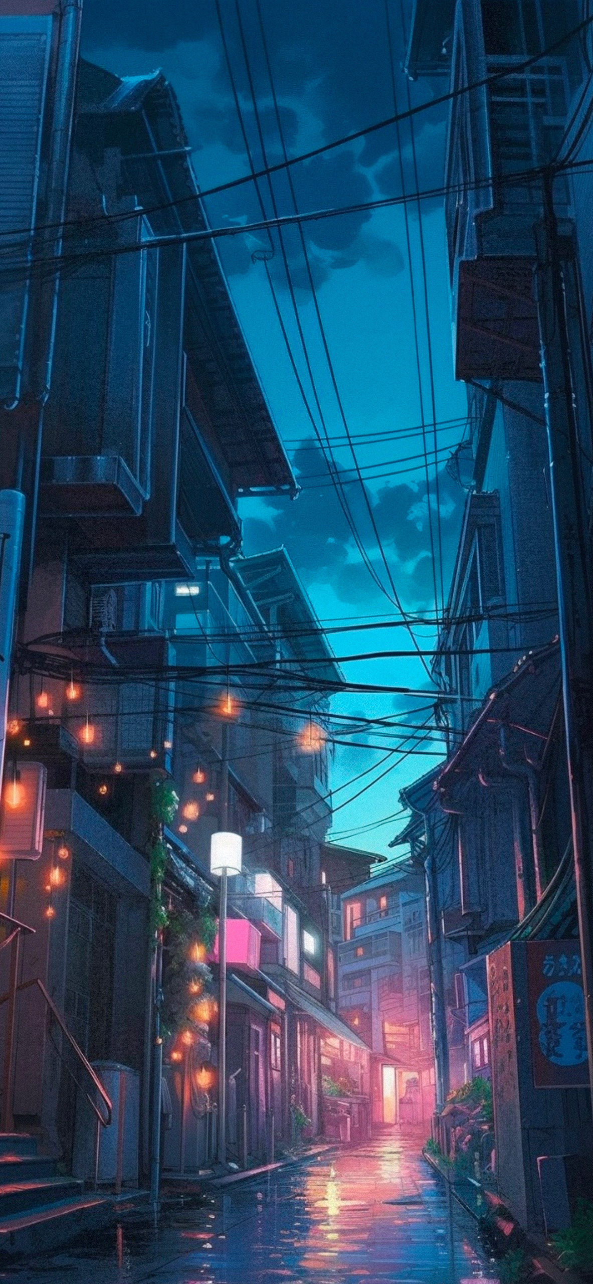 Anime City Background Night Wallpaper