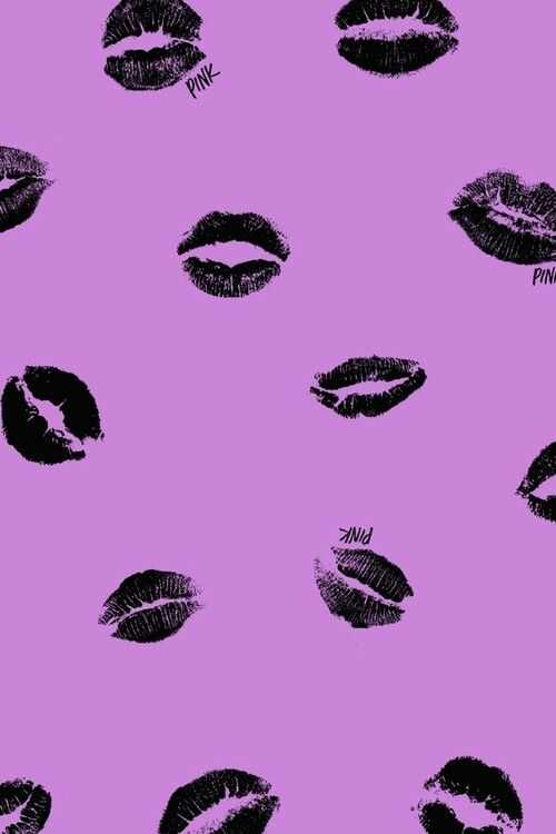 Pink Black Lips Purple Background iPhone Wallpaper