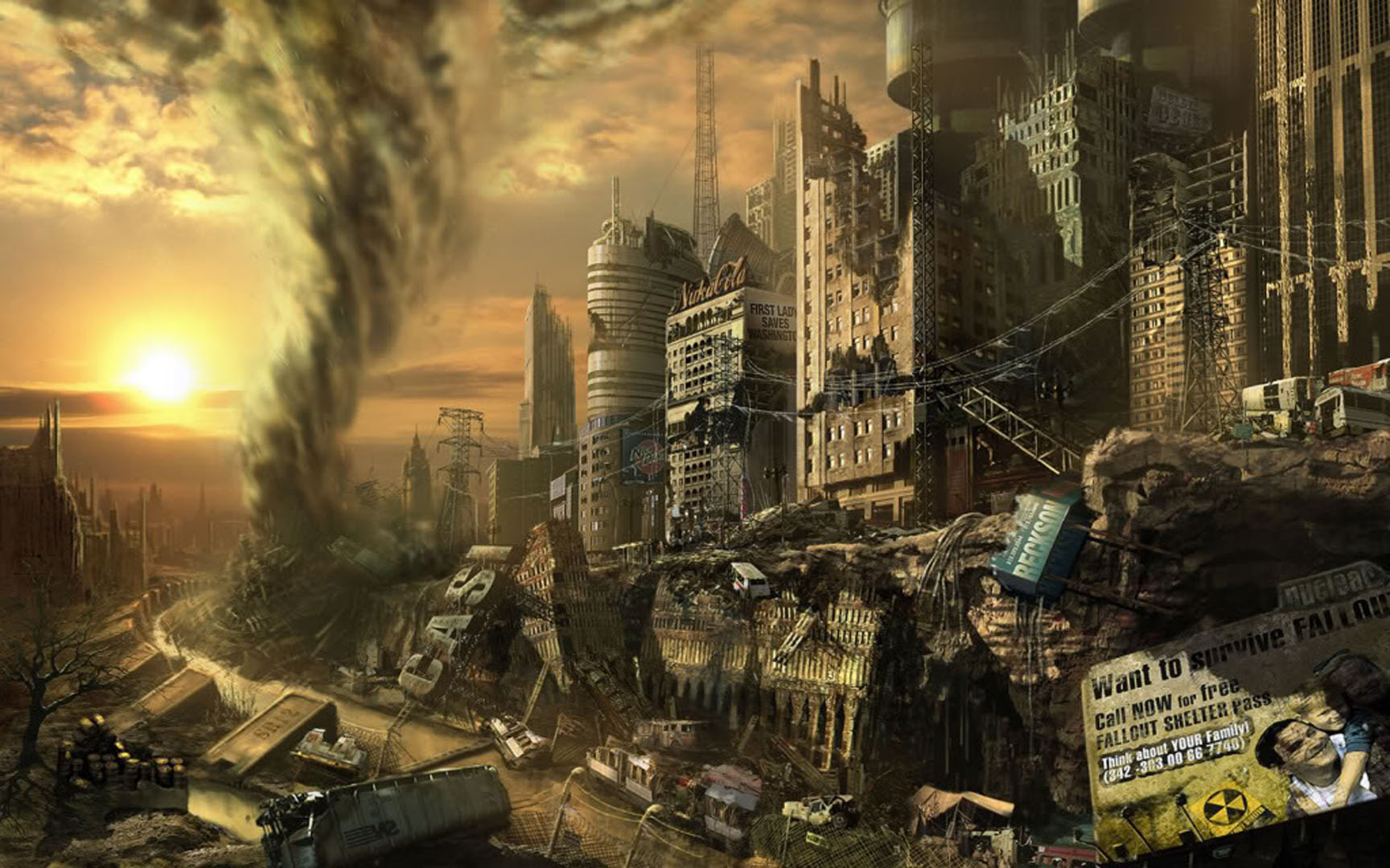 Devastated City Action Rpg Games Wallpaper Image Featuring Fallout