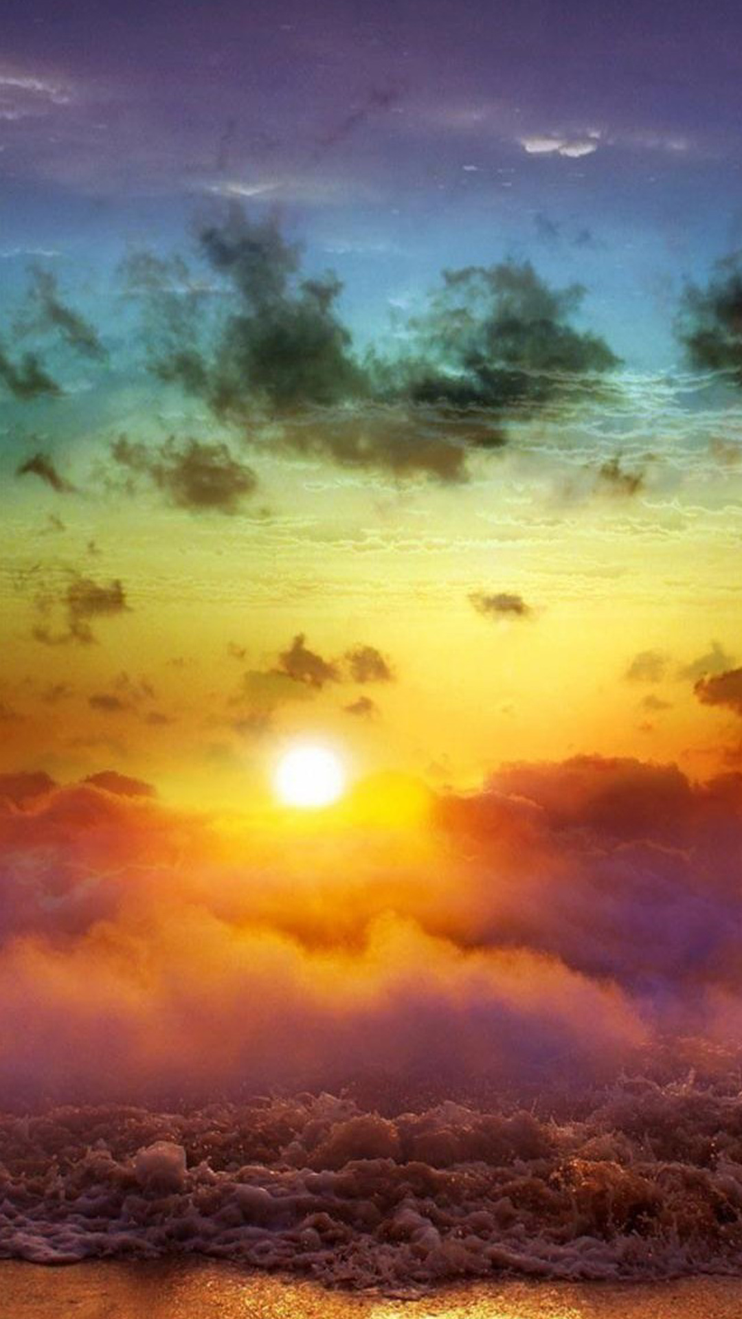 Galaxy S5 Sunset Rough Waves Clouds Android Wallpaper free download