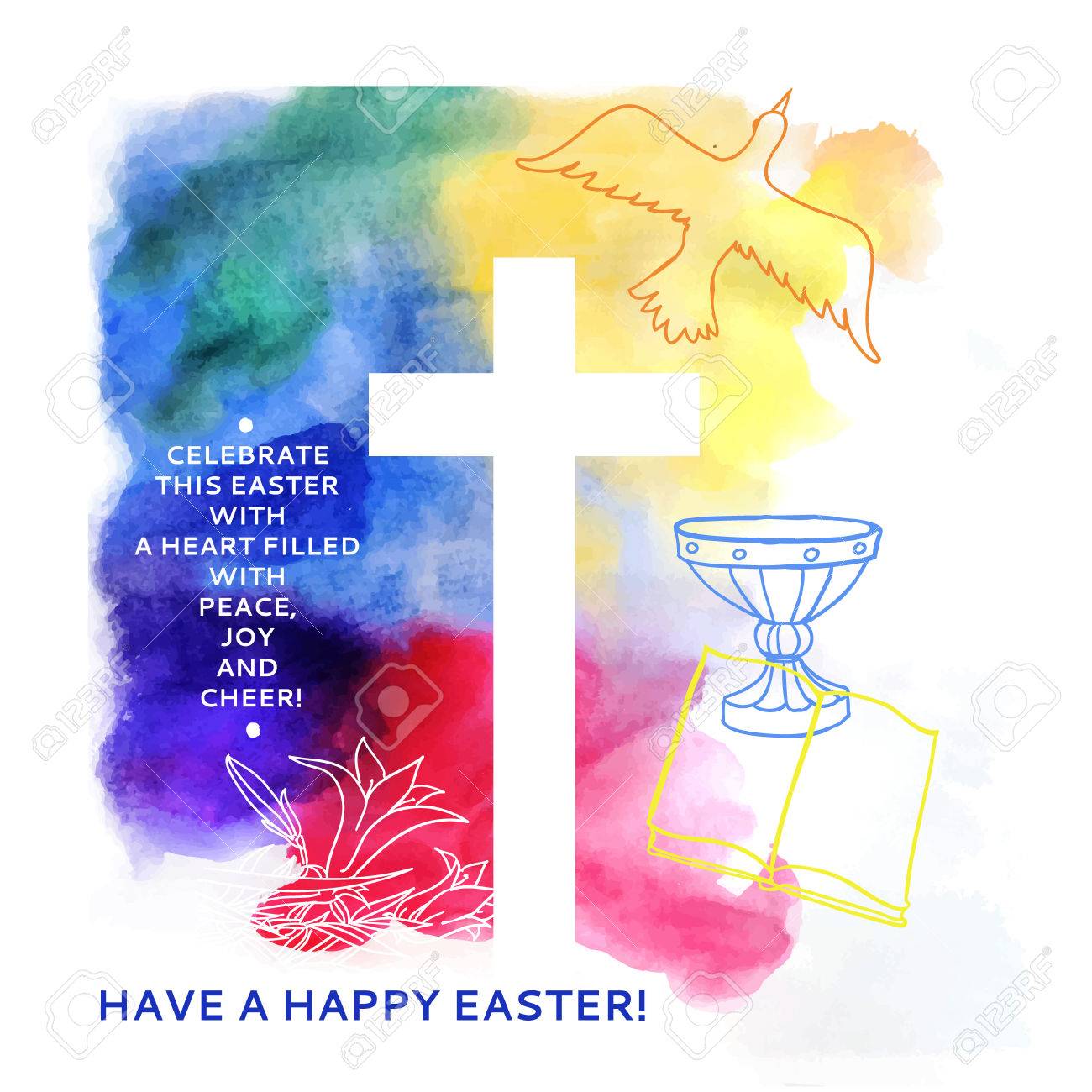 Colorful Abstract Background Includes Happy Easter Words Royalty