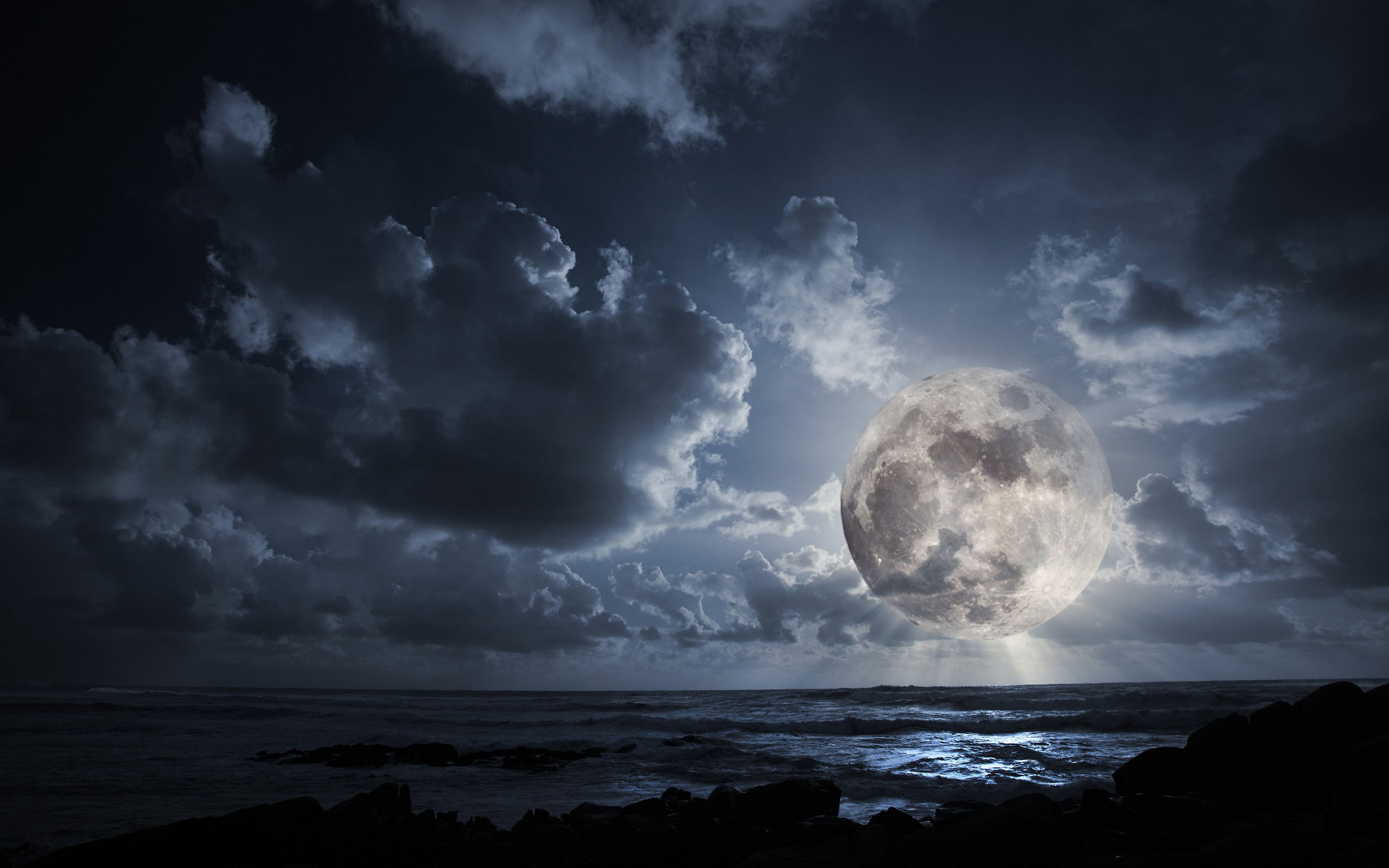 Landscapes Outer Space Dark Night Moon Wallpaper Background