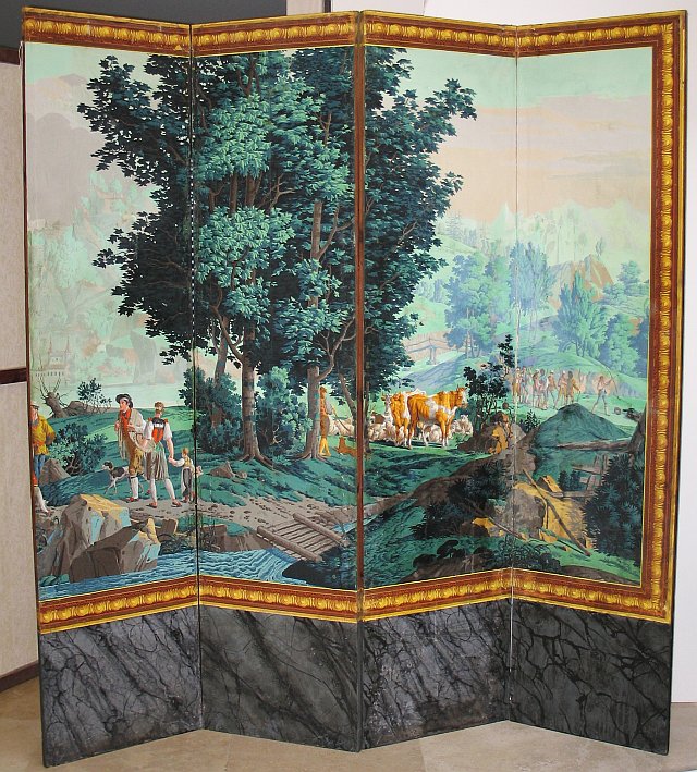 EVANS GERST ANTIQUES French Scenic Wallpaper Screen