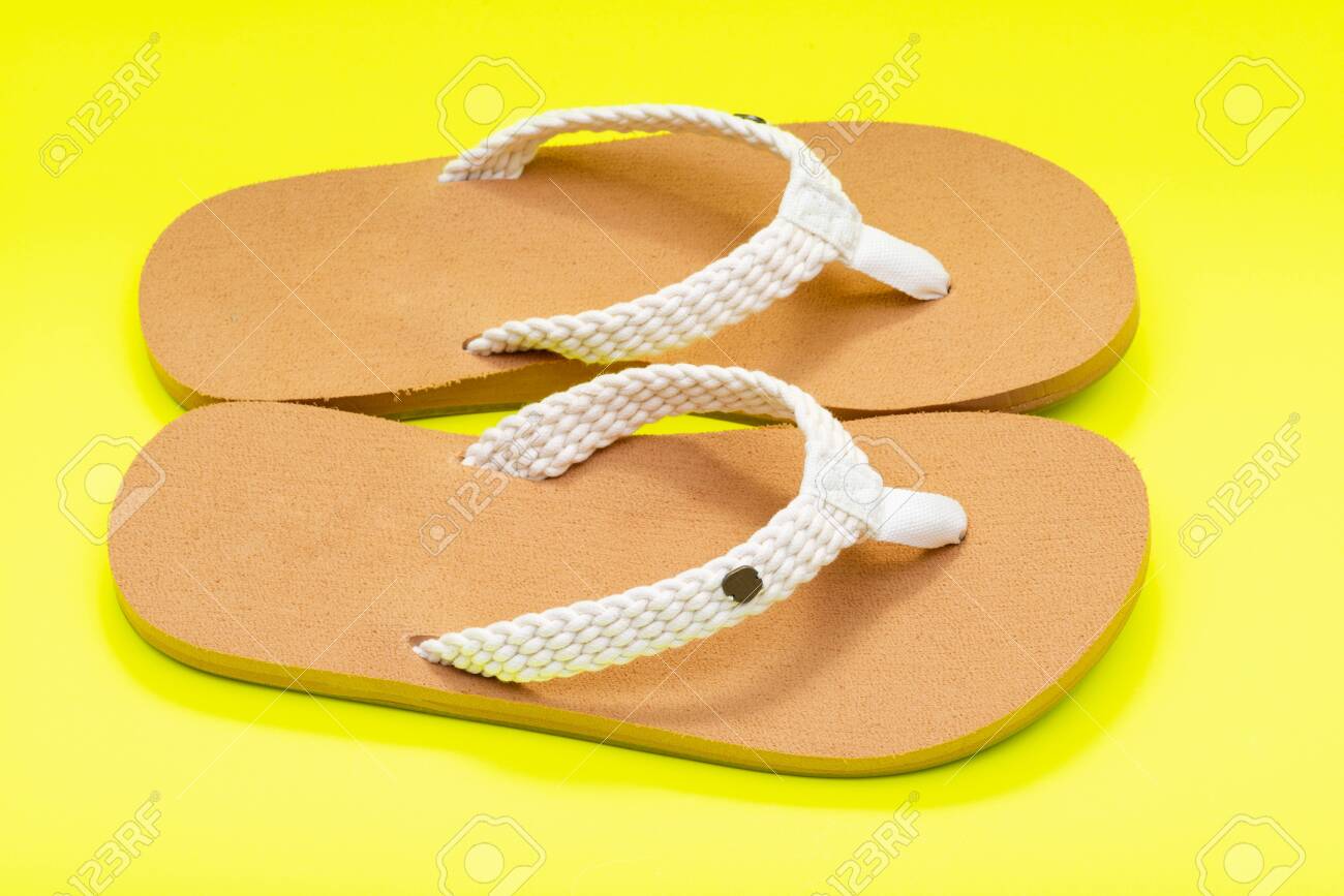 Women S Causal Braided Natural Color Beach Day Flip Flops Isolated