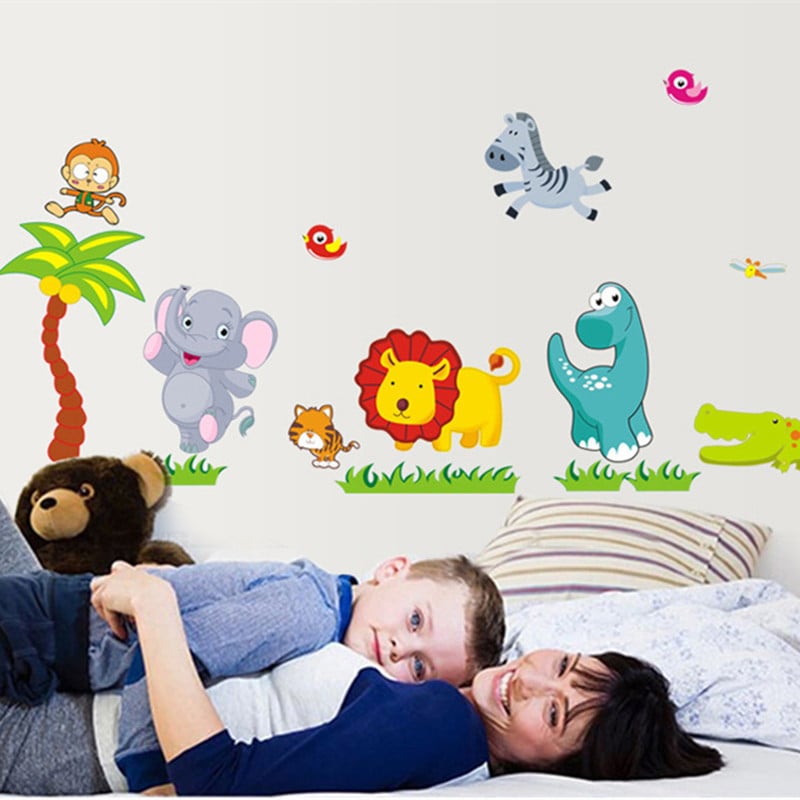 🔥 Free download Dinosaur Lion Animals Cartoon Wall Stickers For kids ...