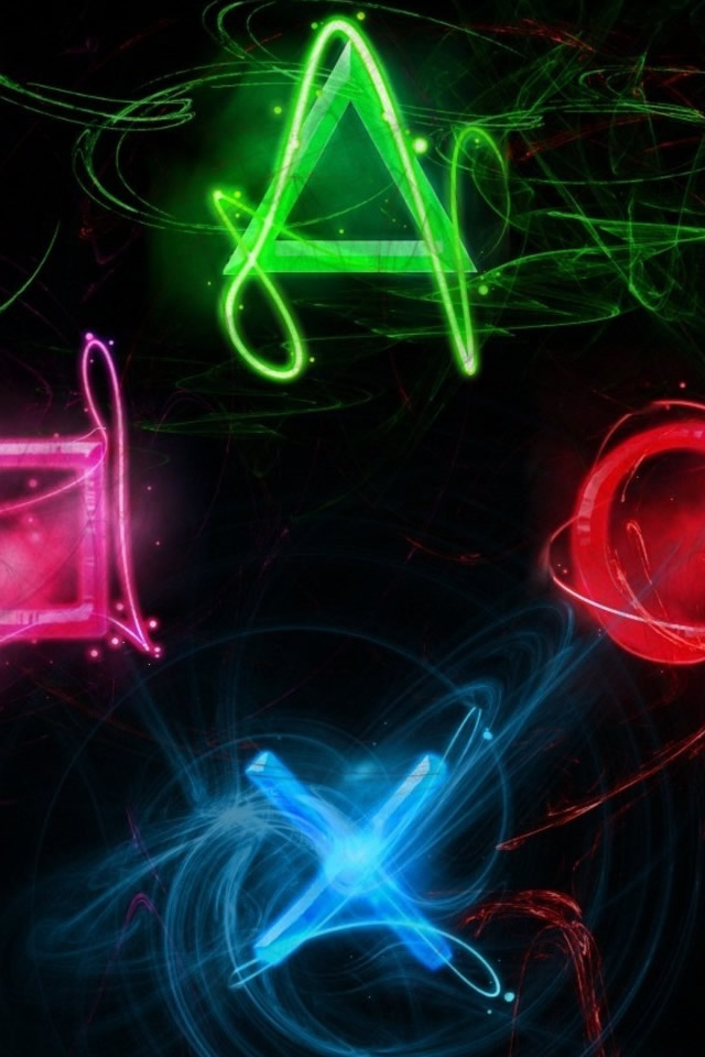 Neon Play Station Buttons iPhone 4s Wallpaper