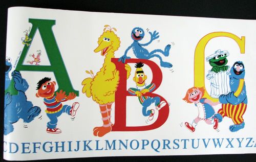 Vintage Sesame Street Wallpaper Border Alphabet Big Bird Cookie Monst