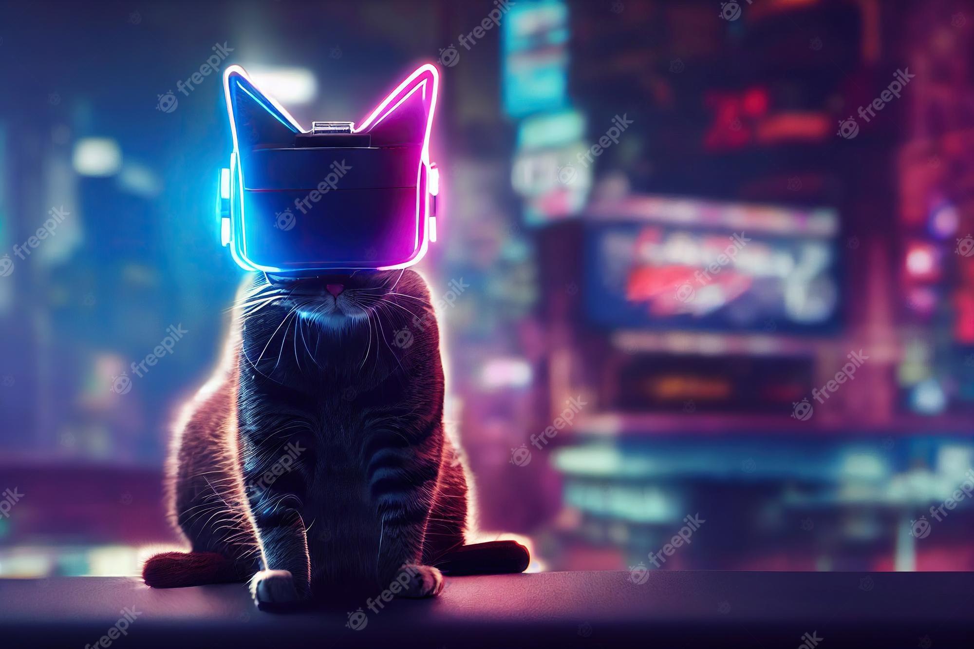 Premium Photo Silhouette Of Metaverse Tiny Cute Cat In Virtual