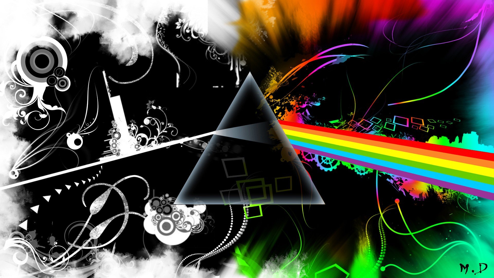 Abstract Music Pink Floyd Multicolor Rock The Dark Side Of
