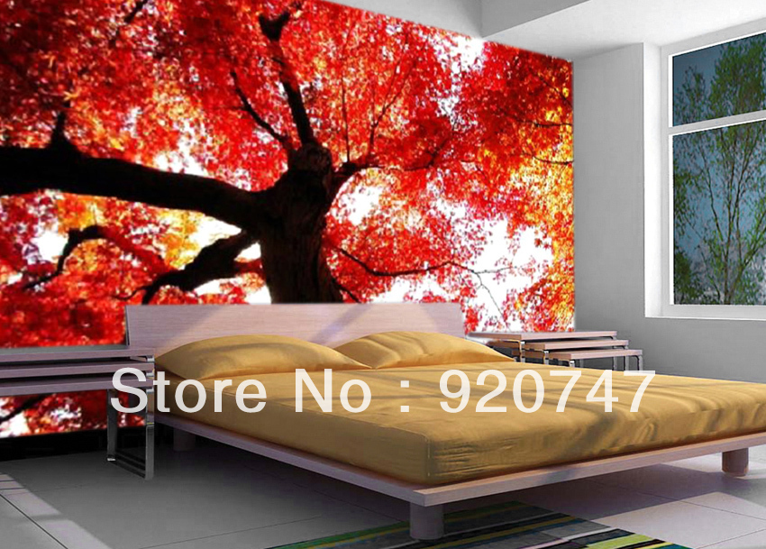 Free download com Buy Red maple tree wallpaper vinyl for bedroom from