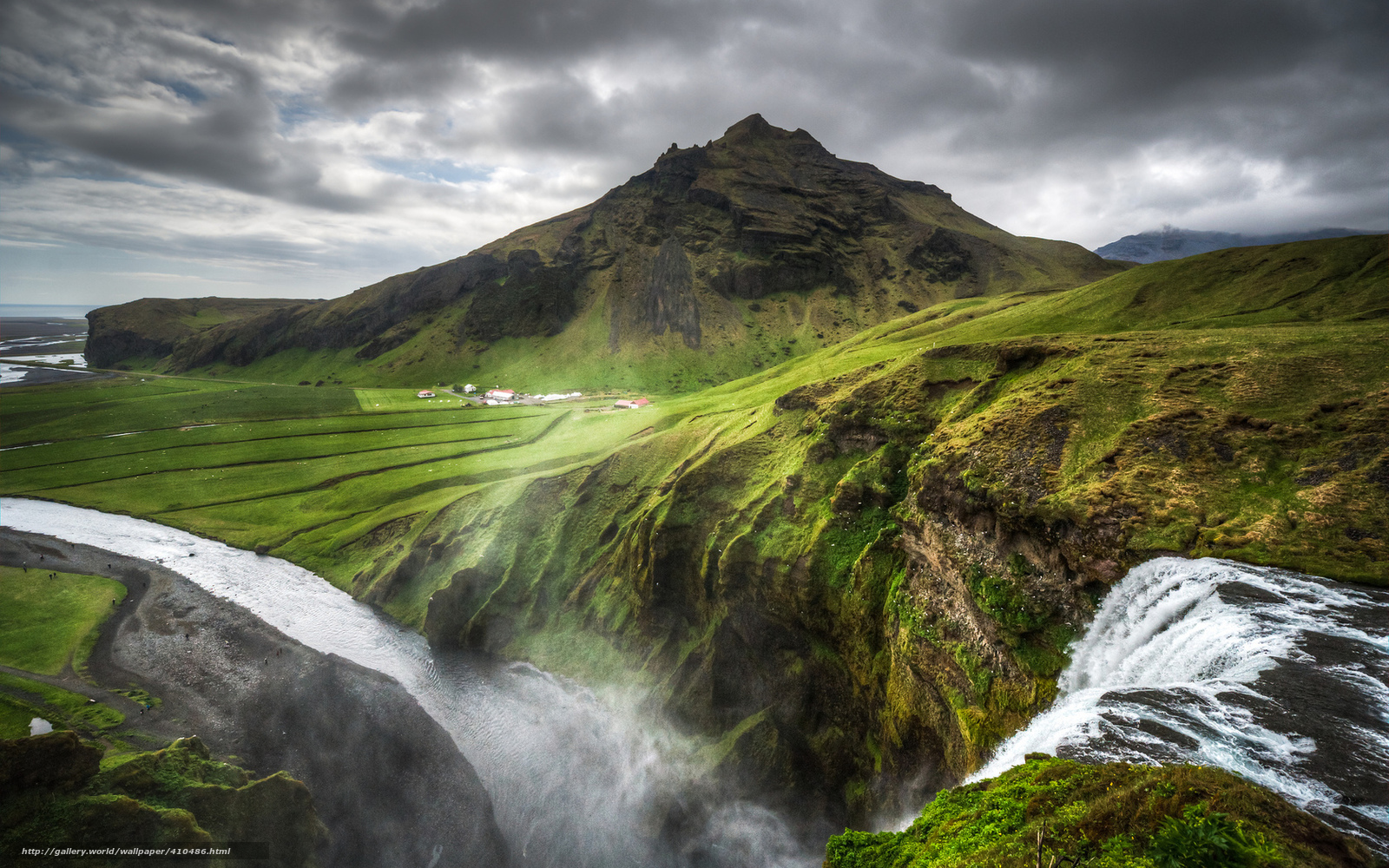 Wallpaper Iceland Mountains Waterfall Nature Desktop