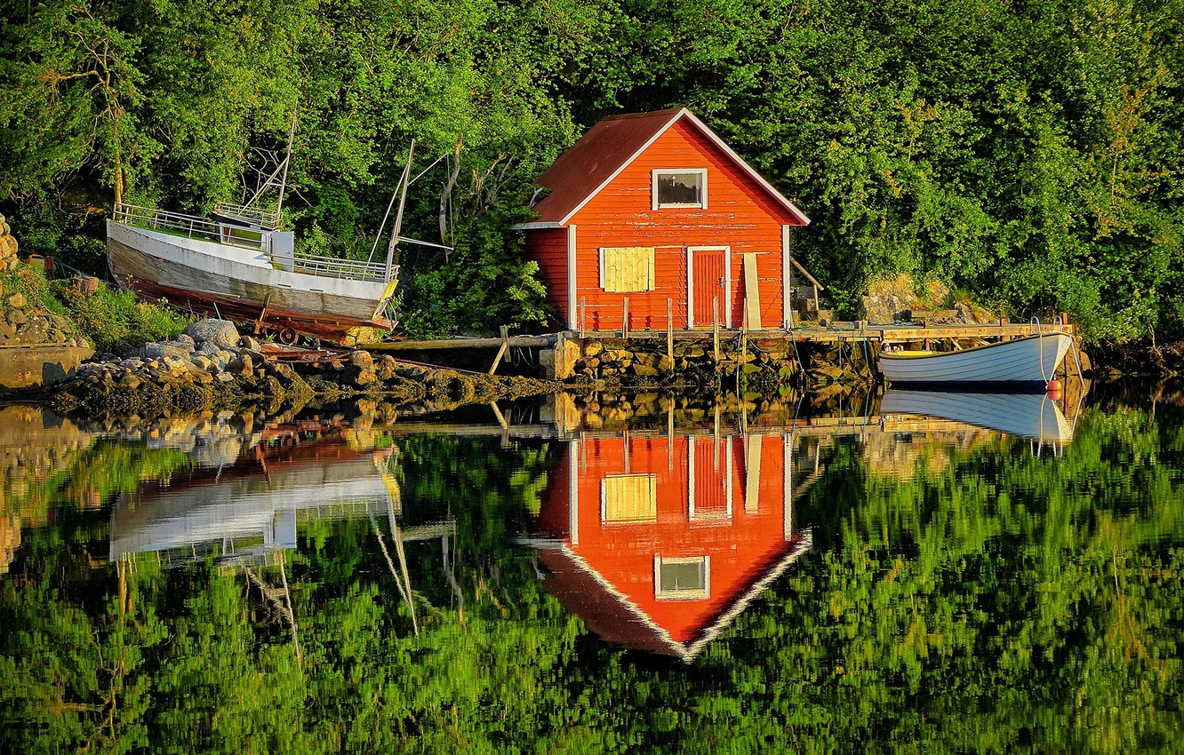 Wallpaper Reflection Boats Norway Mirror Vestlandet Canal