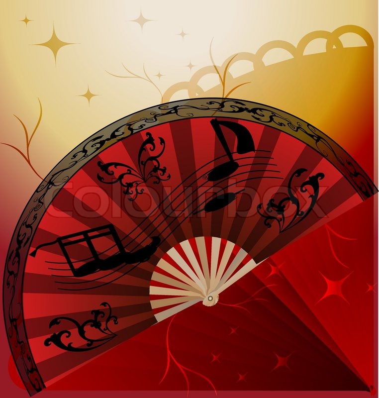 Stock Vector Of On An Abstract Background A Large Red Spanish Fan