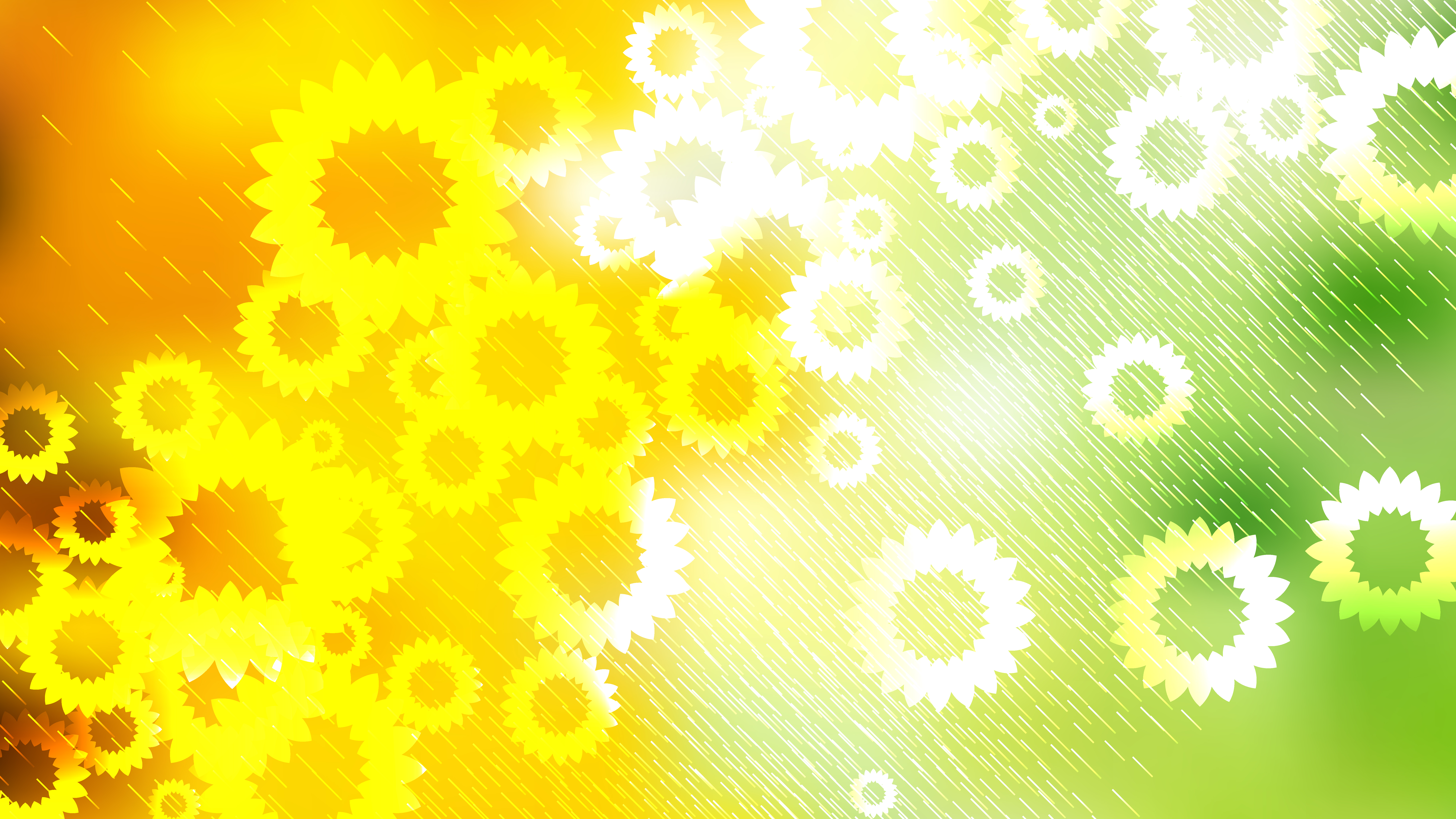 Green Yellow And White Flowers Background Image