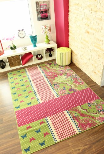 Shabby Chic Cool Rugs For Teenagers Girls Green PinkHome Furnishings