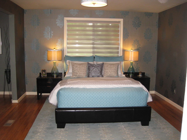 Master Bedroom with Wallpaper   Contemporary   Bedroom   other metro